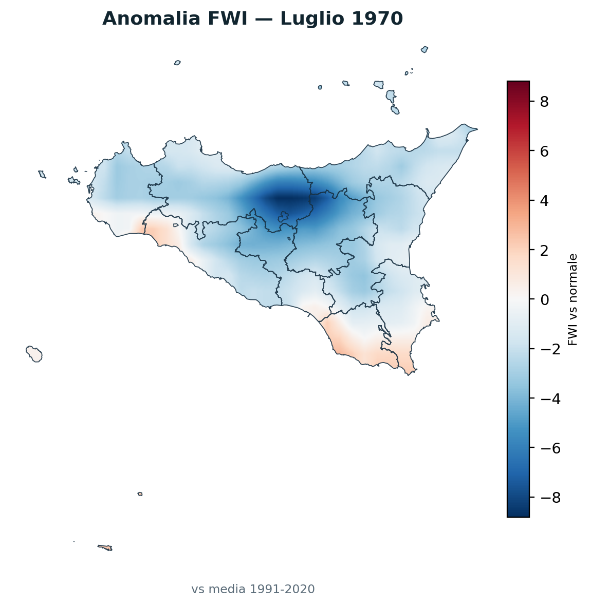 Anomalia vs normale Luglio 1970