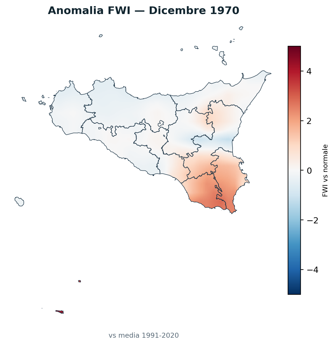Anomalia vs normale Dicembre 1970