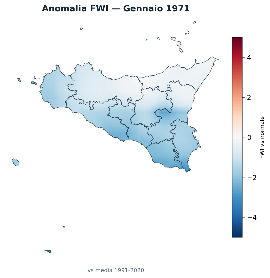 Anomalia vs normale Gennaio 1971