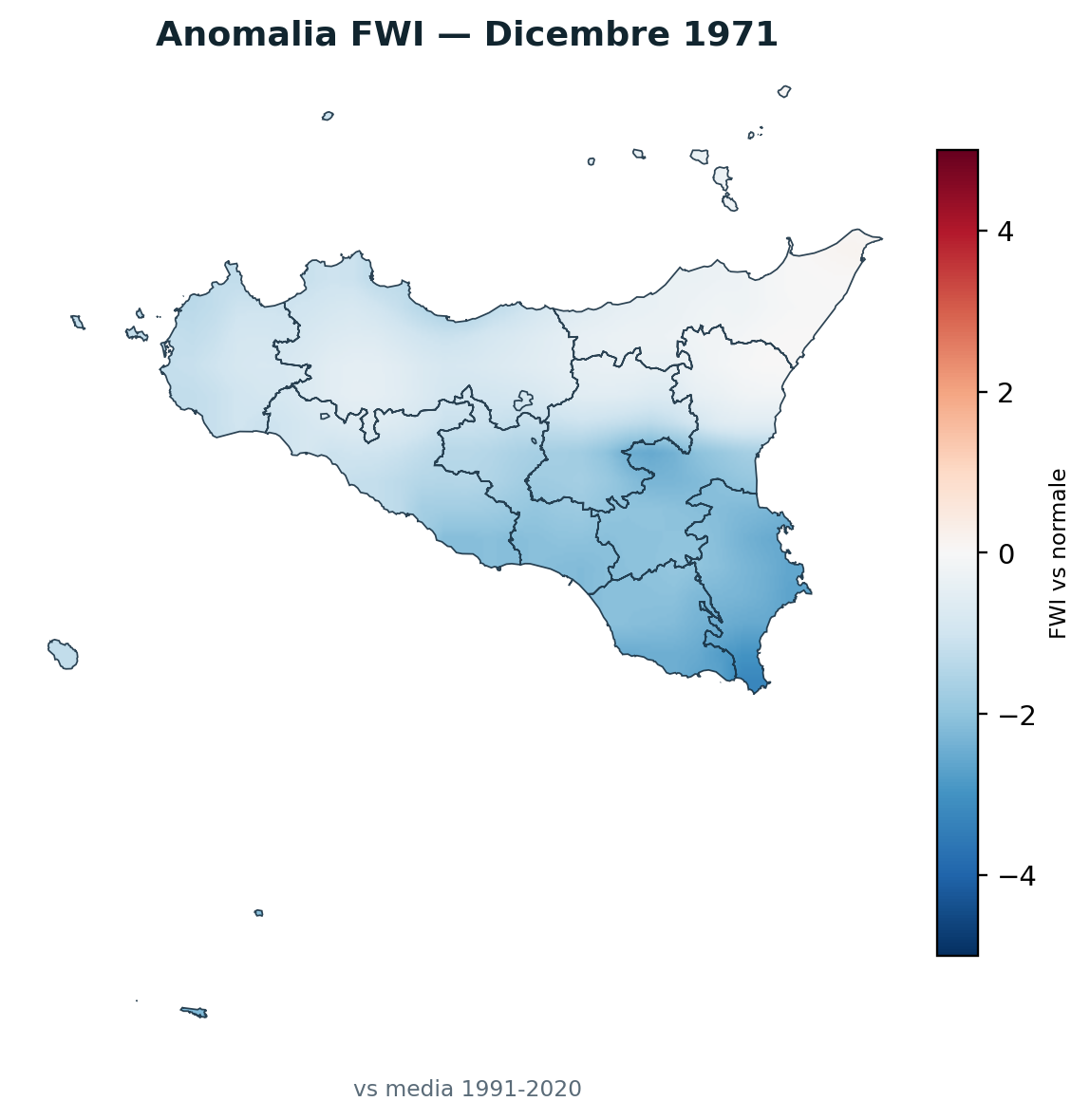 Anomalia vs normale Dicembre 1971
