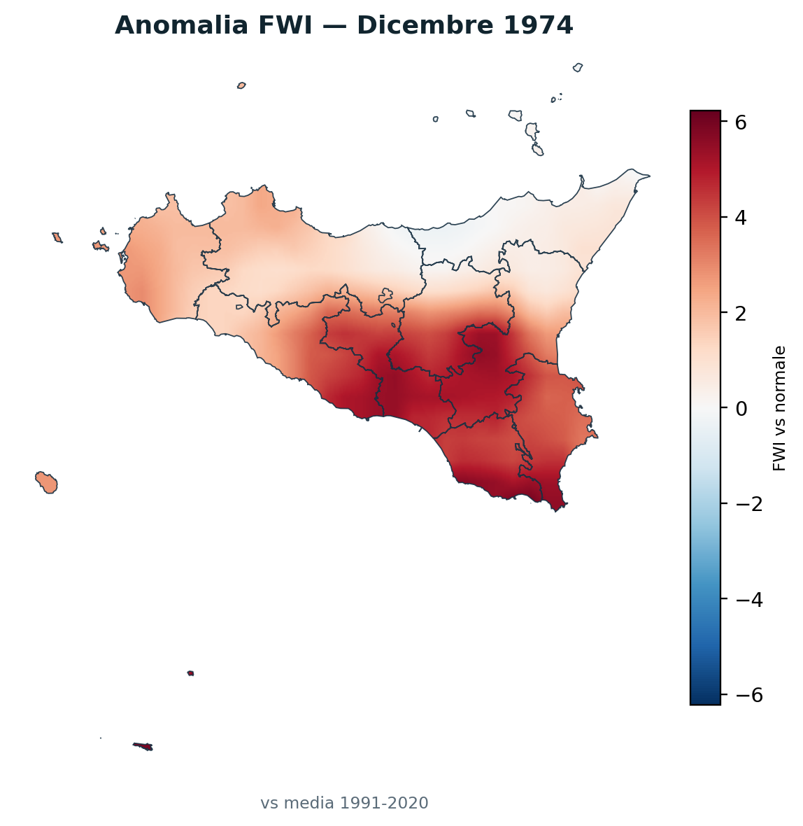 Anomalia vs normale Dicembre 1974