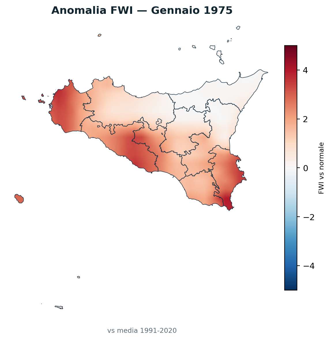 Anomalia vs normale Gennaio 1975