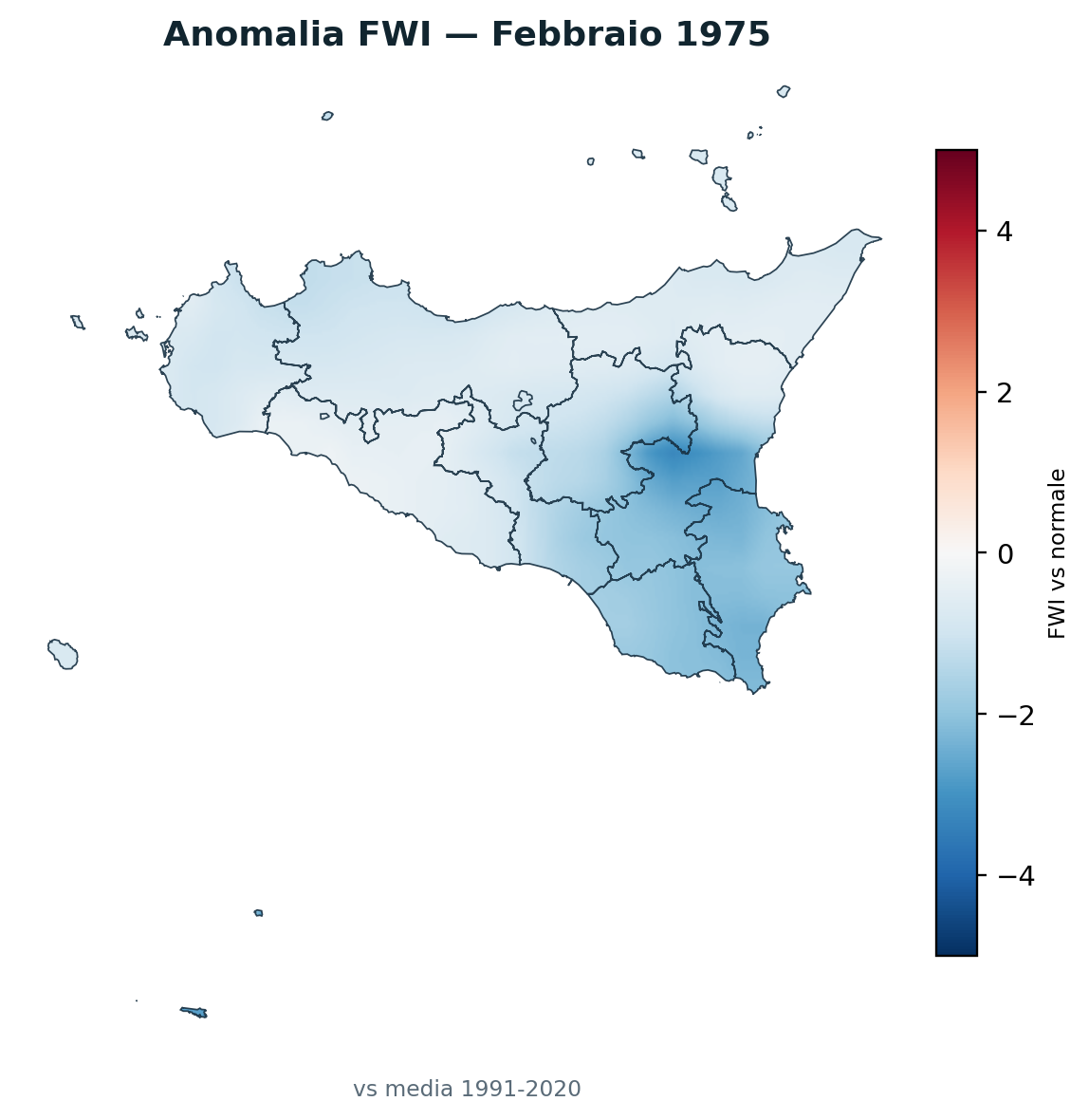 Anomalia vs normale Febbraio 1975