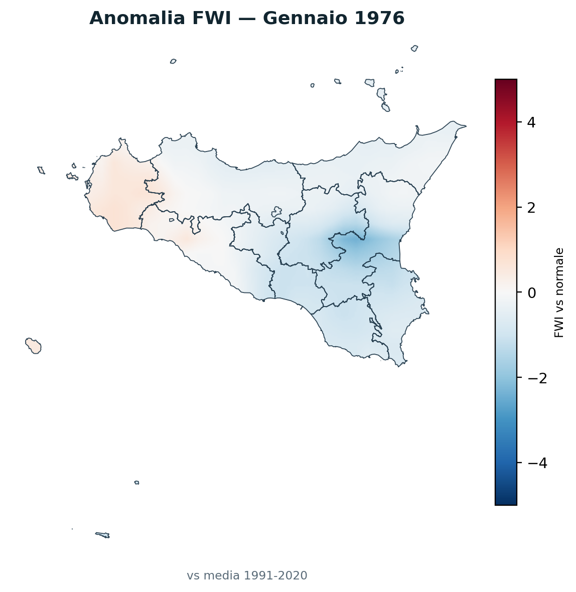 Anomalia vs normale Gennaio 1976