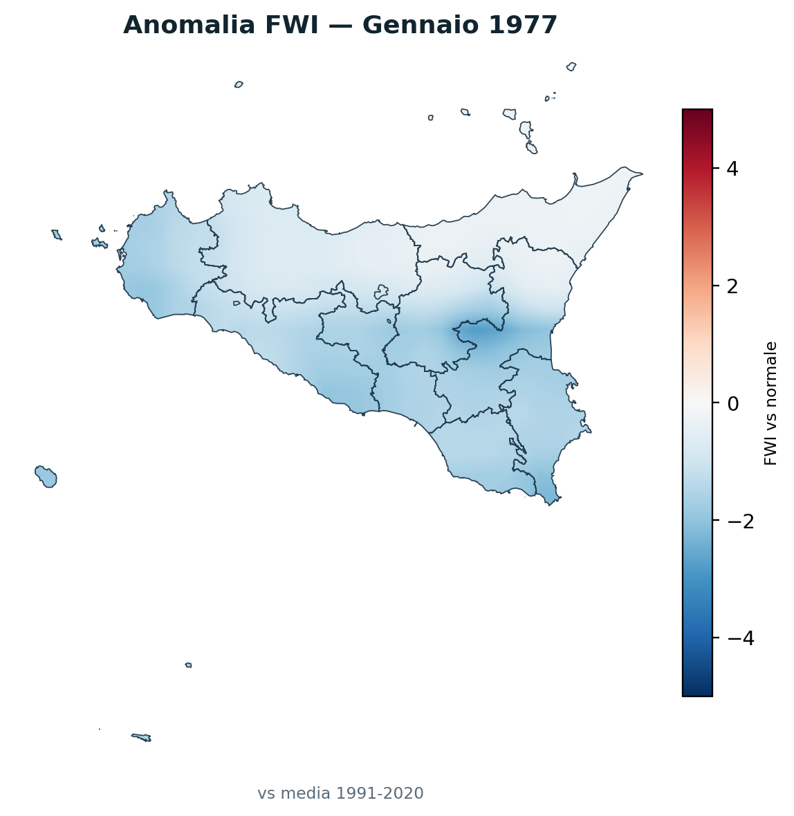 Anomalia vs normale Gennaio 1977