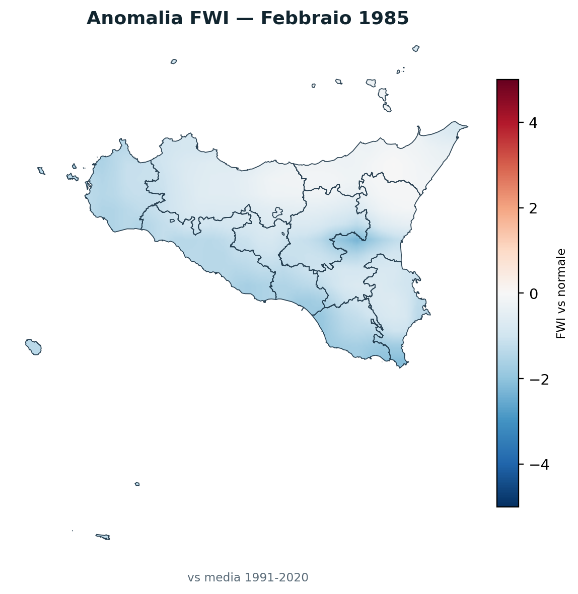 Anomalia vs normale Febbraio 1985