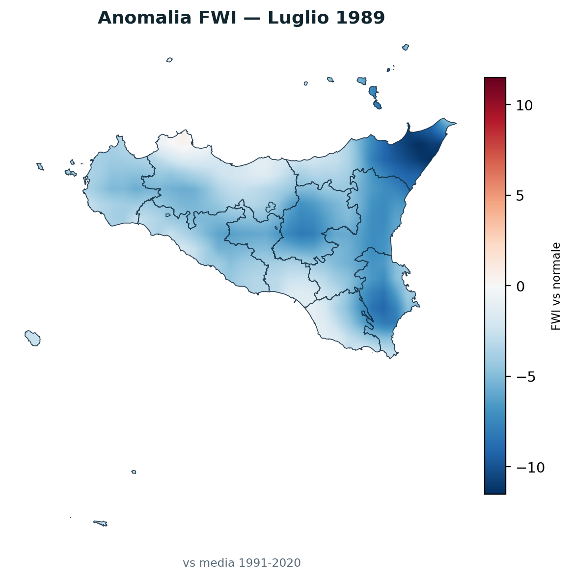 Anomalia vs normale Luglio 1989