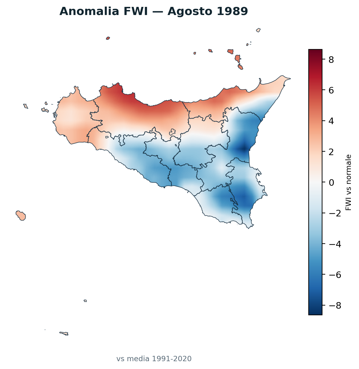 Anomalia vs normale Agosto 1989