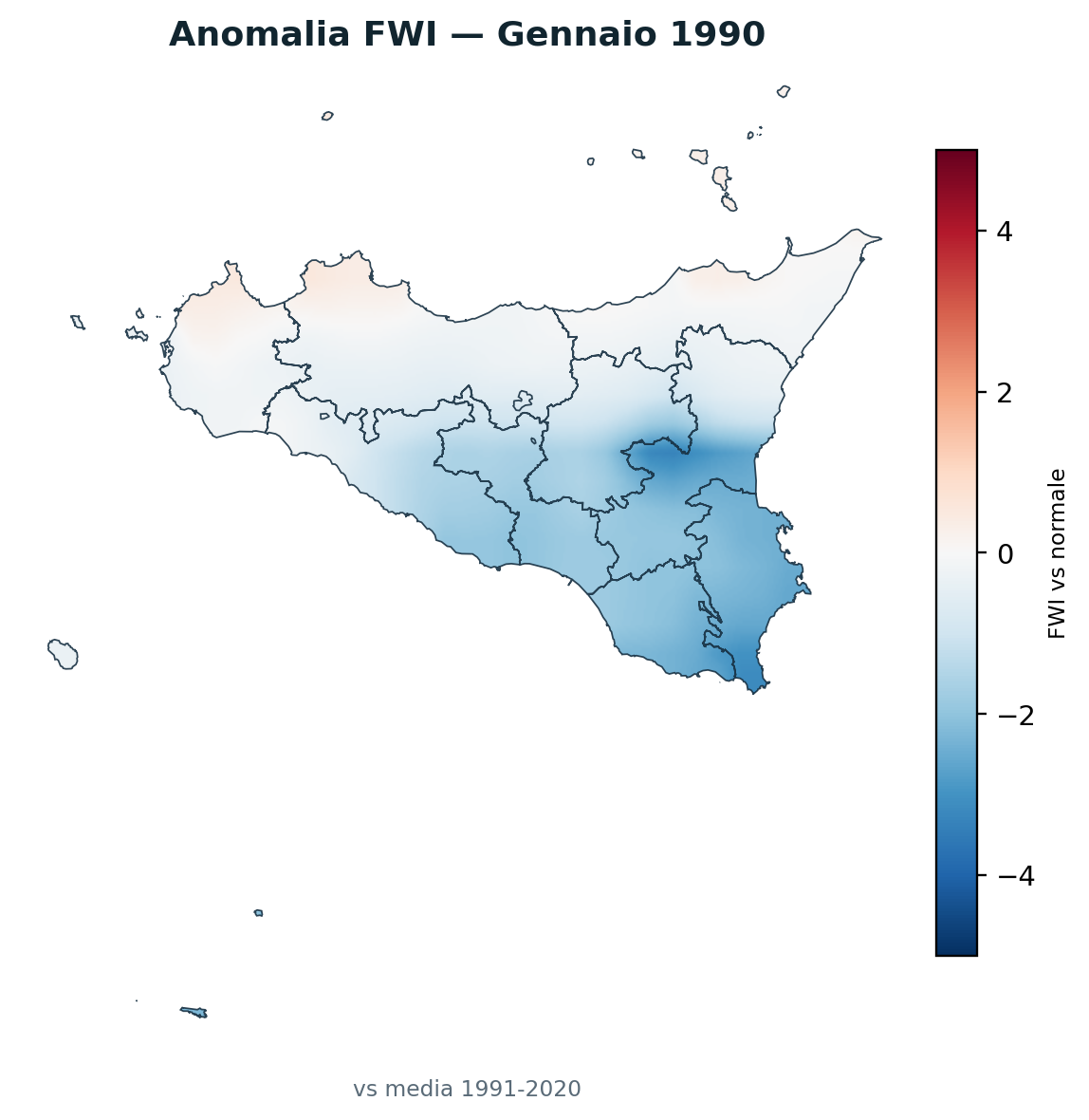 Anomalia vs normale Gennaio 1990