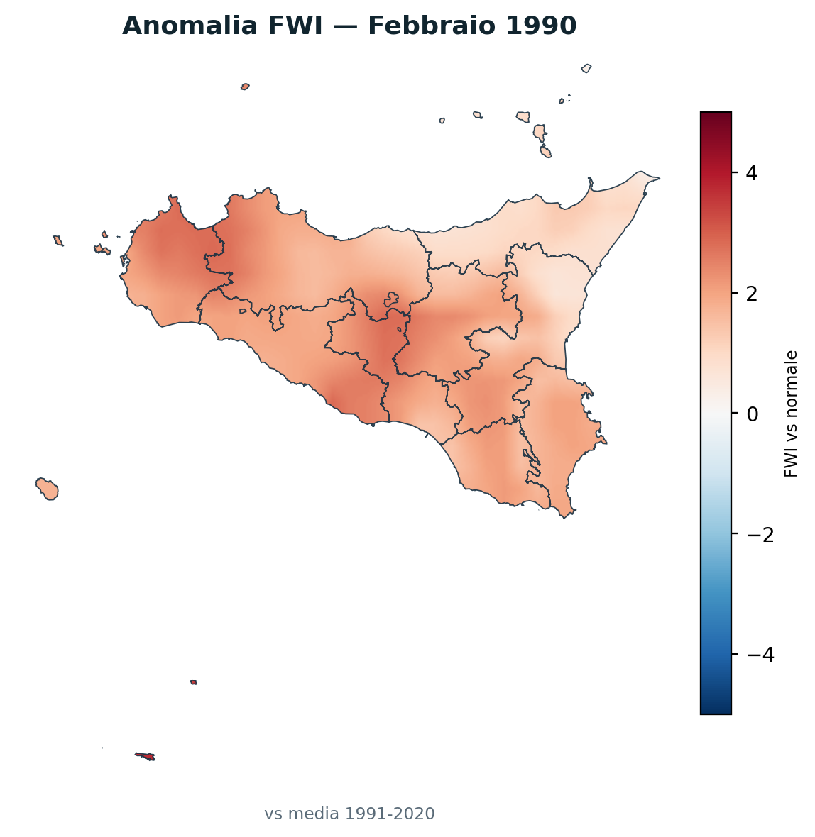 Anomalia vs normale Febbraio 1990
