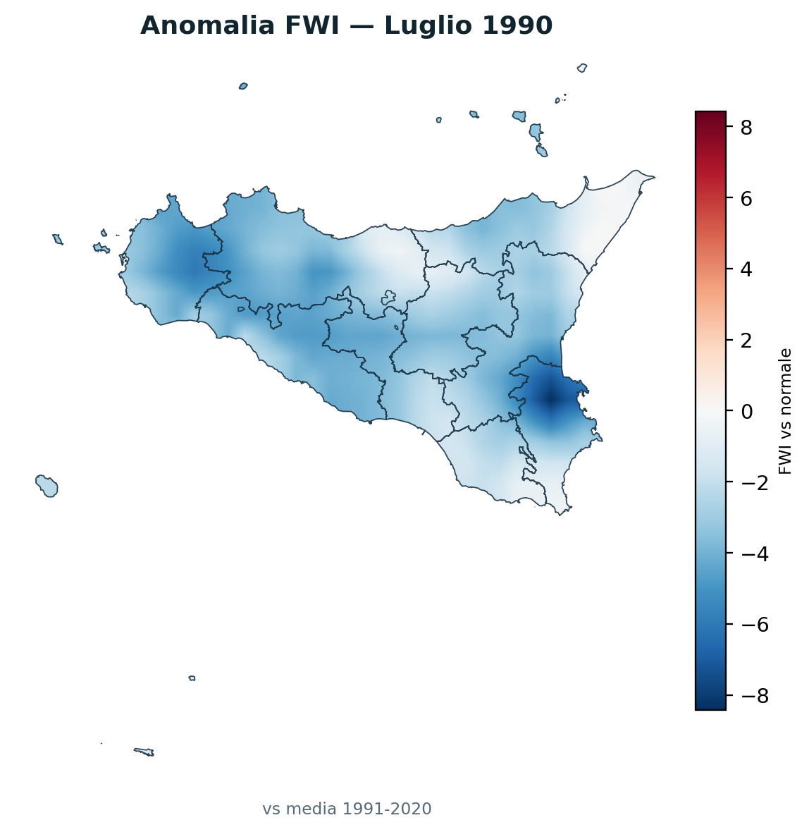 Anomalia vs normale Luglio 1990