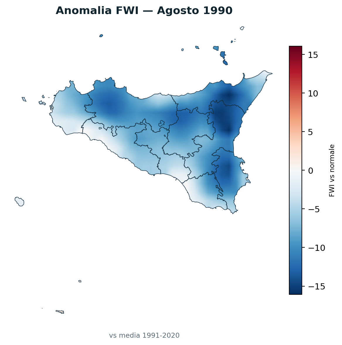 Anomalia vs normale Agosto 1990