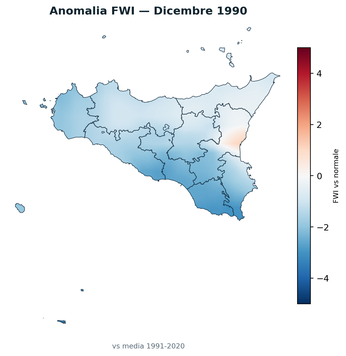 Anomalia vs normale Dicembre 1990