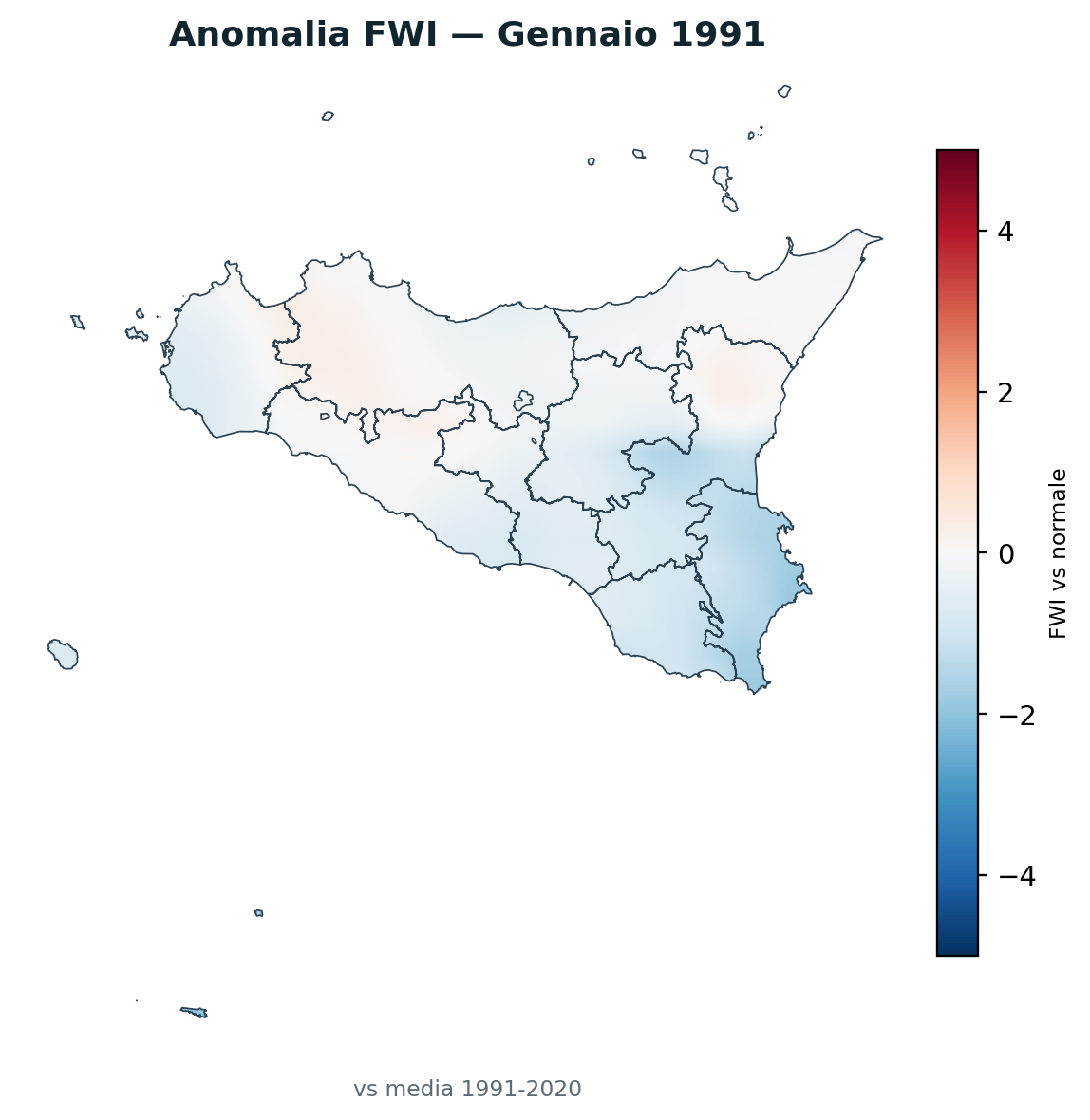 Anomalia vs normale Gennaio 1991