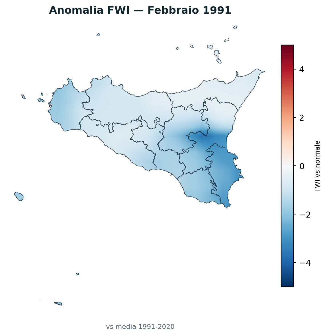 Anomalia vs normale Febbraio 1991