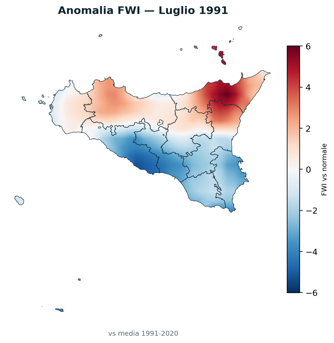 Anomalia vs normale Luglio 1991