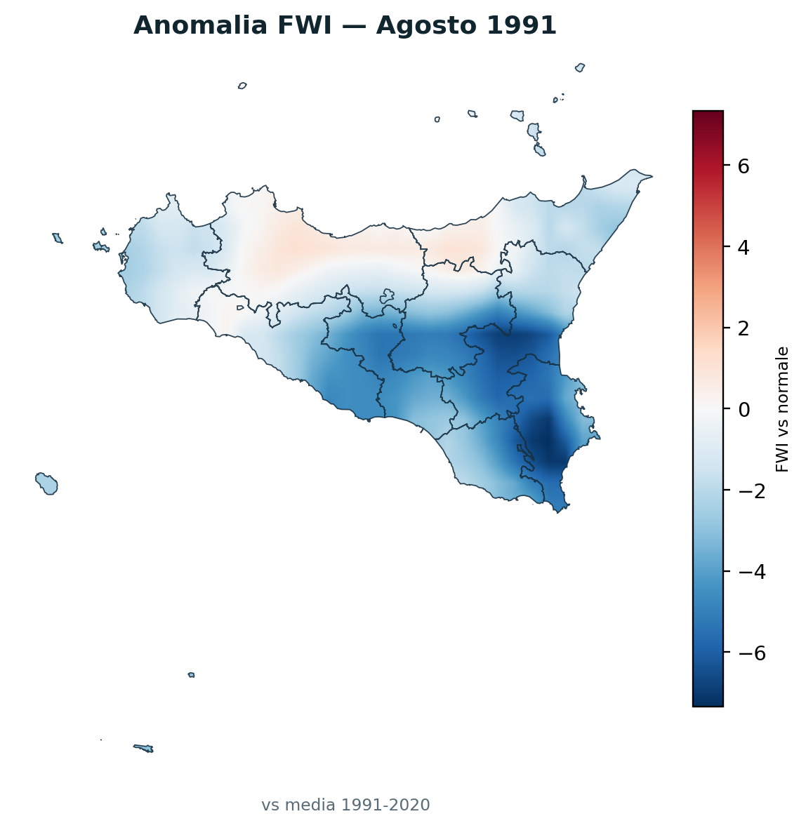 Anomalia vs normale Agosto 1991