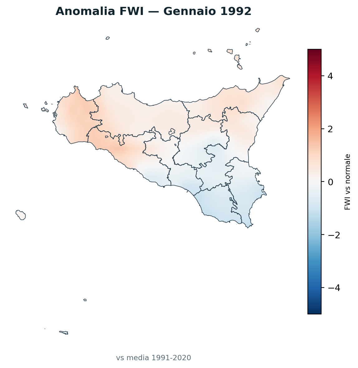 Anomalia vs normale Gennaio 1992