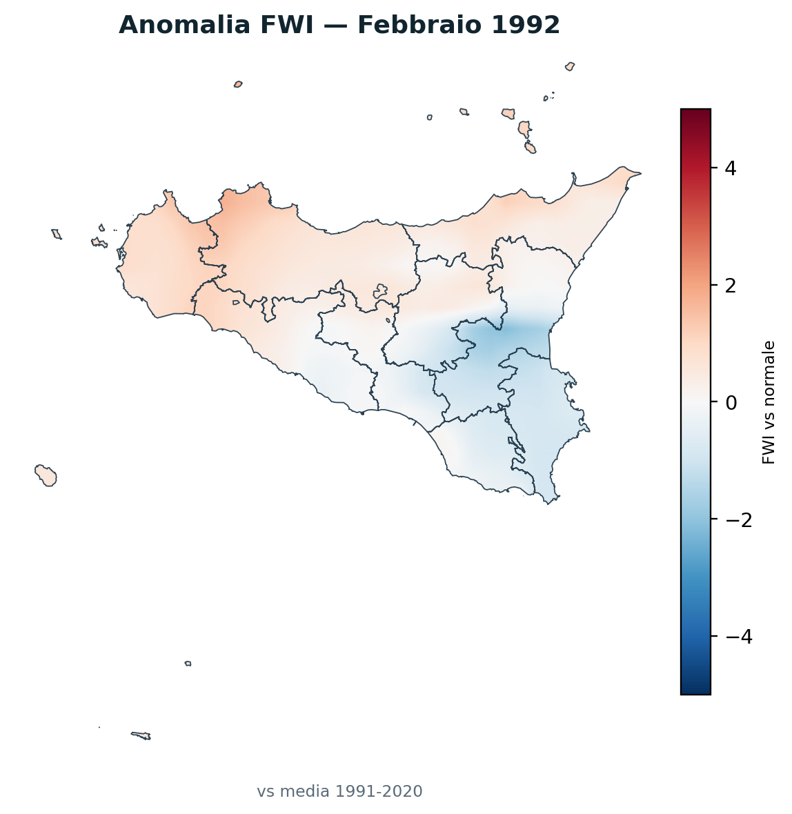 Anomalia vs normale Febbraio 1992