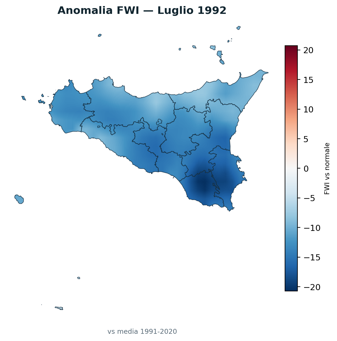 Anomalia vs normale Luglio 1992
