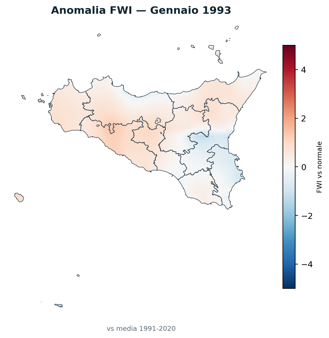 Anomalia vs normale Gennaio 1993