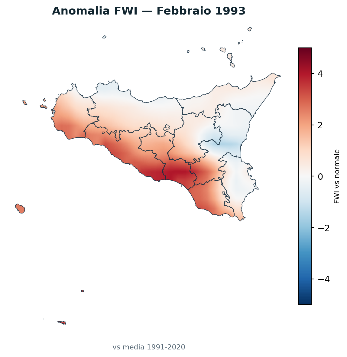 Anomalia vs normale Febbraio 1993