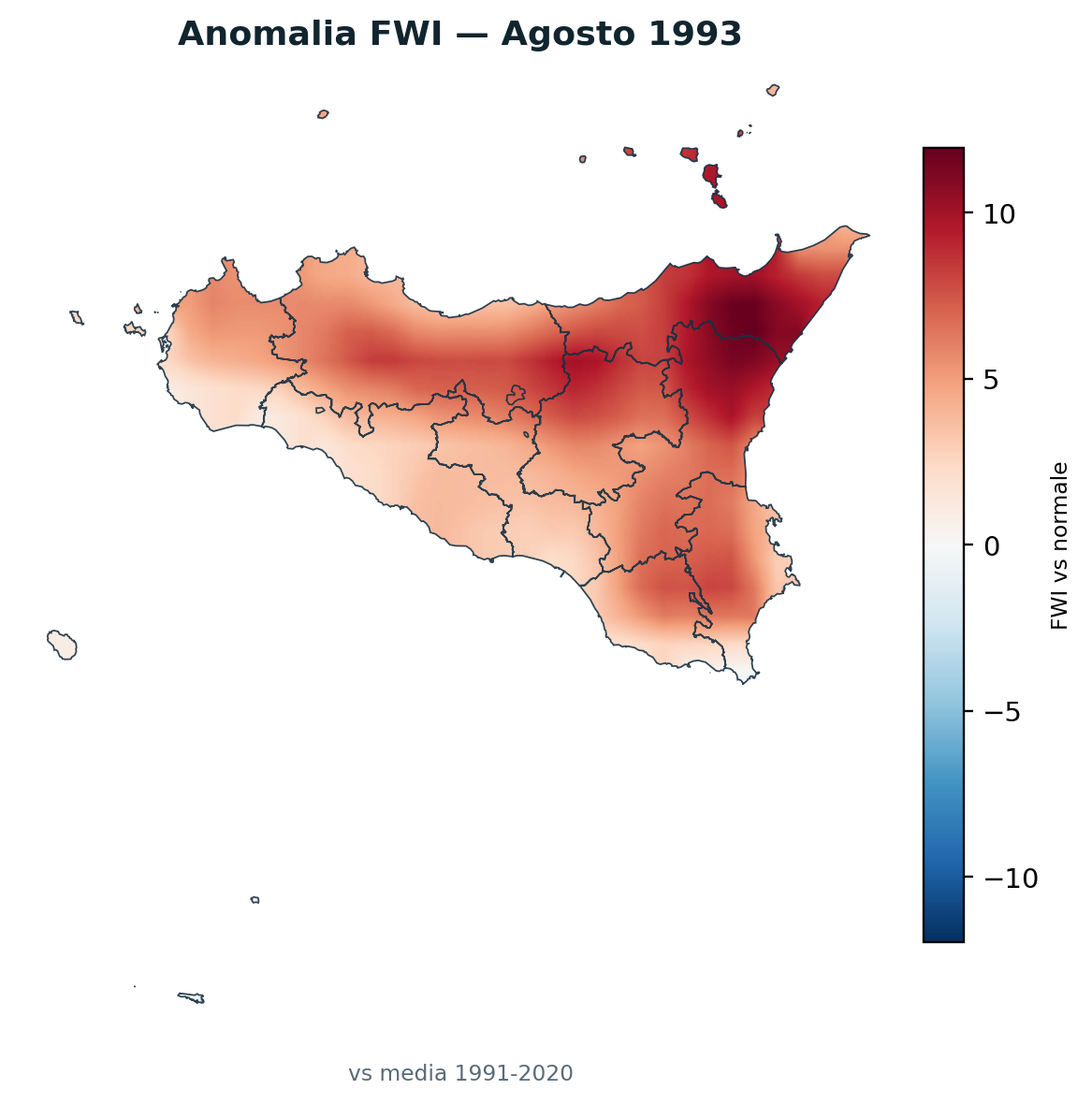 Anomalia vs normale Agosto 1993