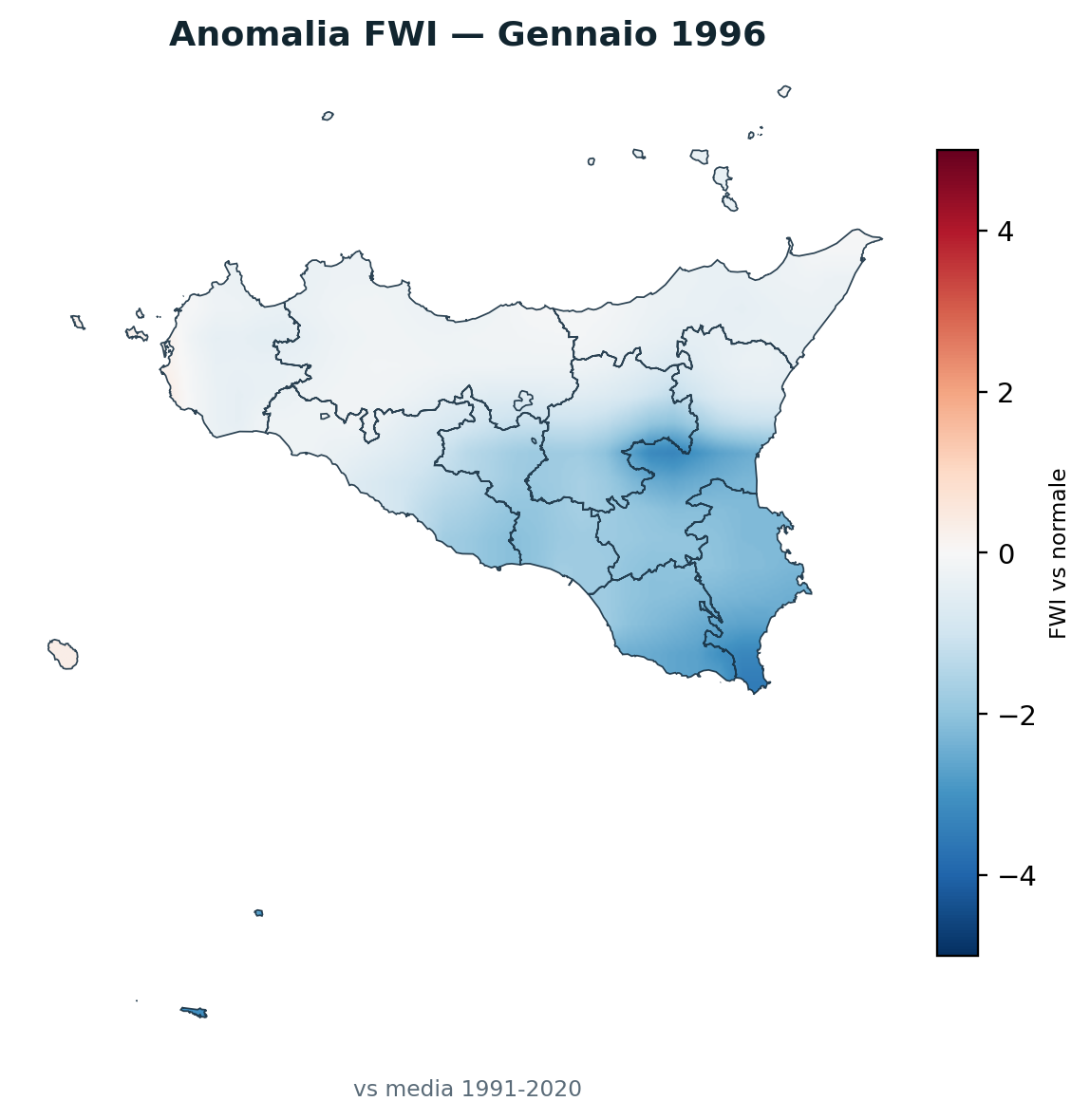 Anomalia vs normale Gennaio 1996