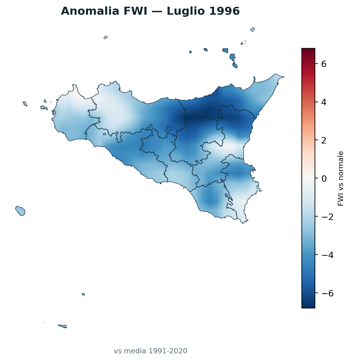 Anomalia vs normale Luglio 1996