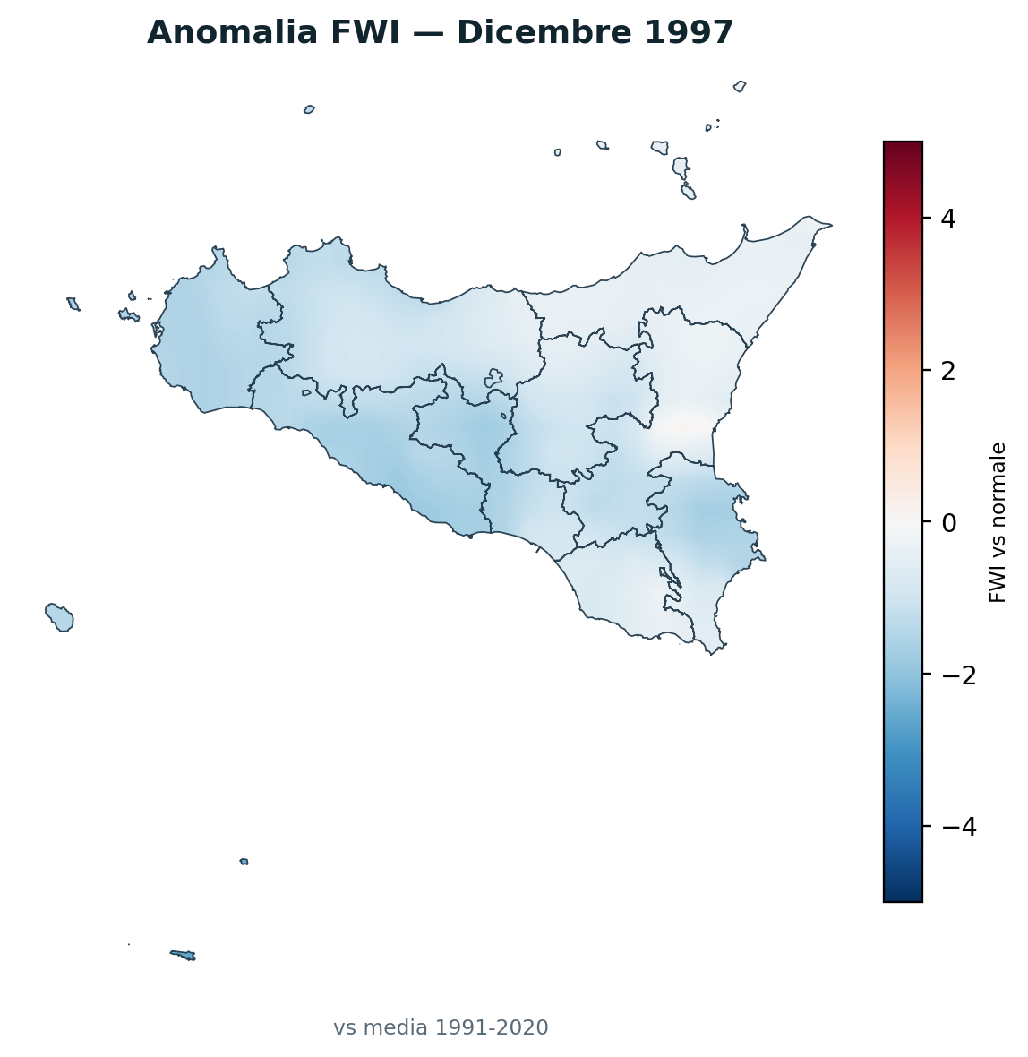 Anomalia vs normale Dicembre 1997