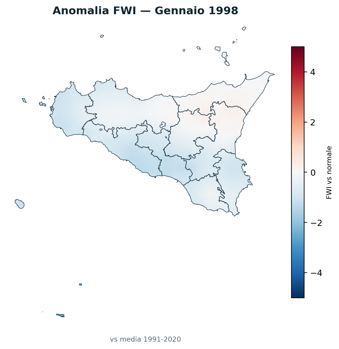 Anomalia vs normale Gennaio 1998