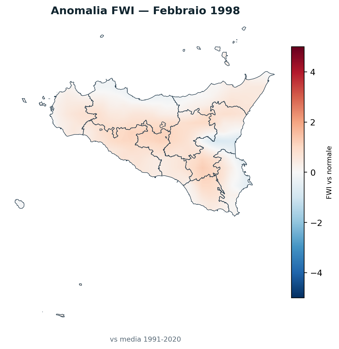 Anomalia vs normale Febbraio 1998