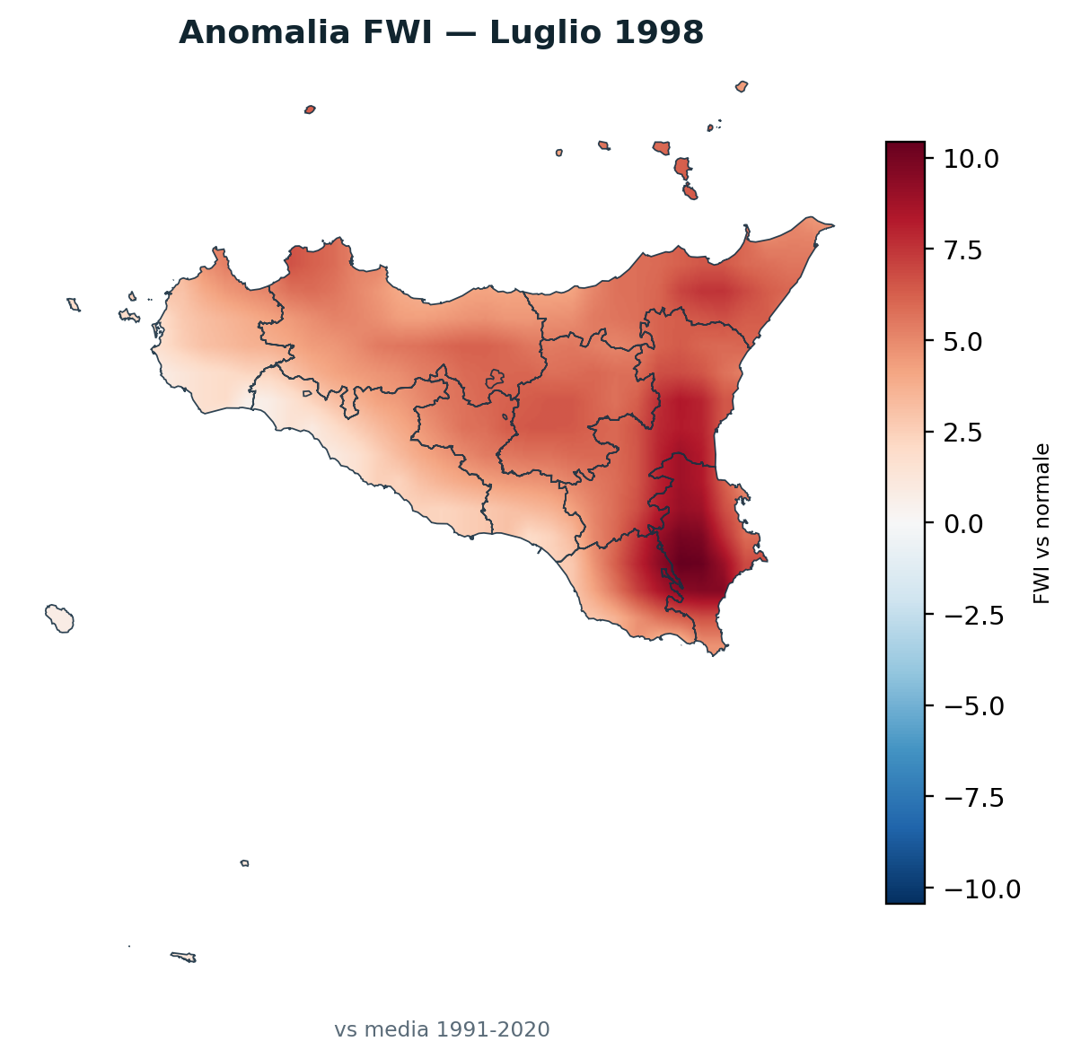 Anomalia vs normale Luglio 1998