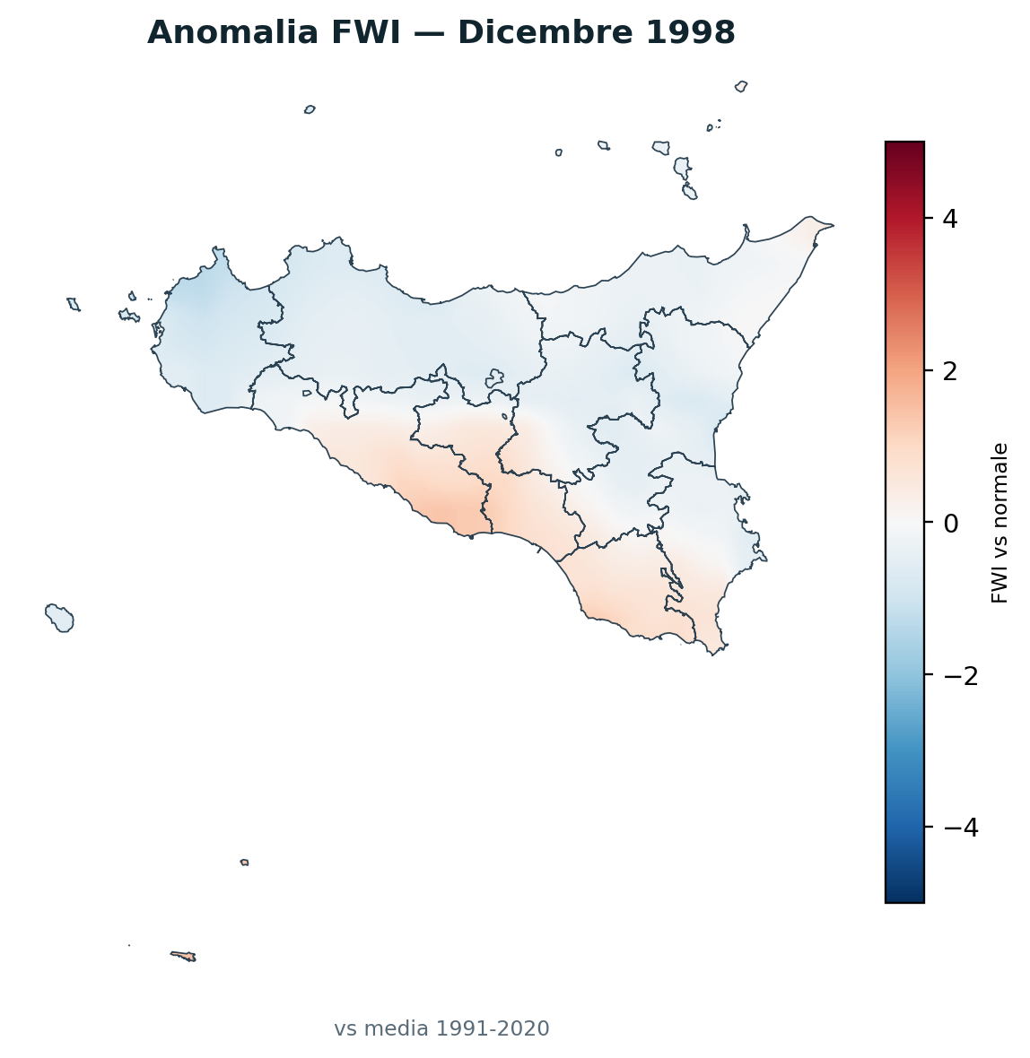 Anomalia vs normale Dicembre 1998