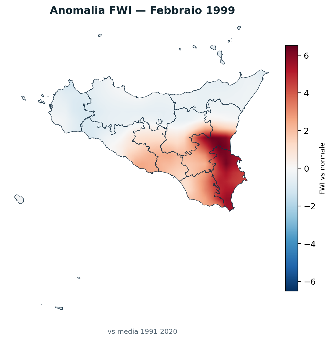 Anomalia vs normale Febbraio 1999