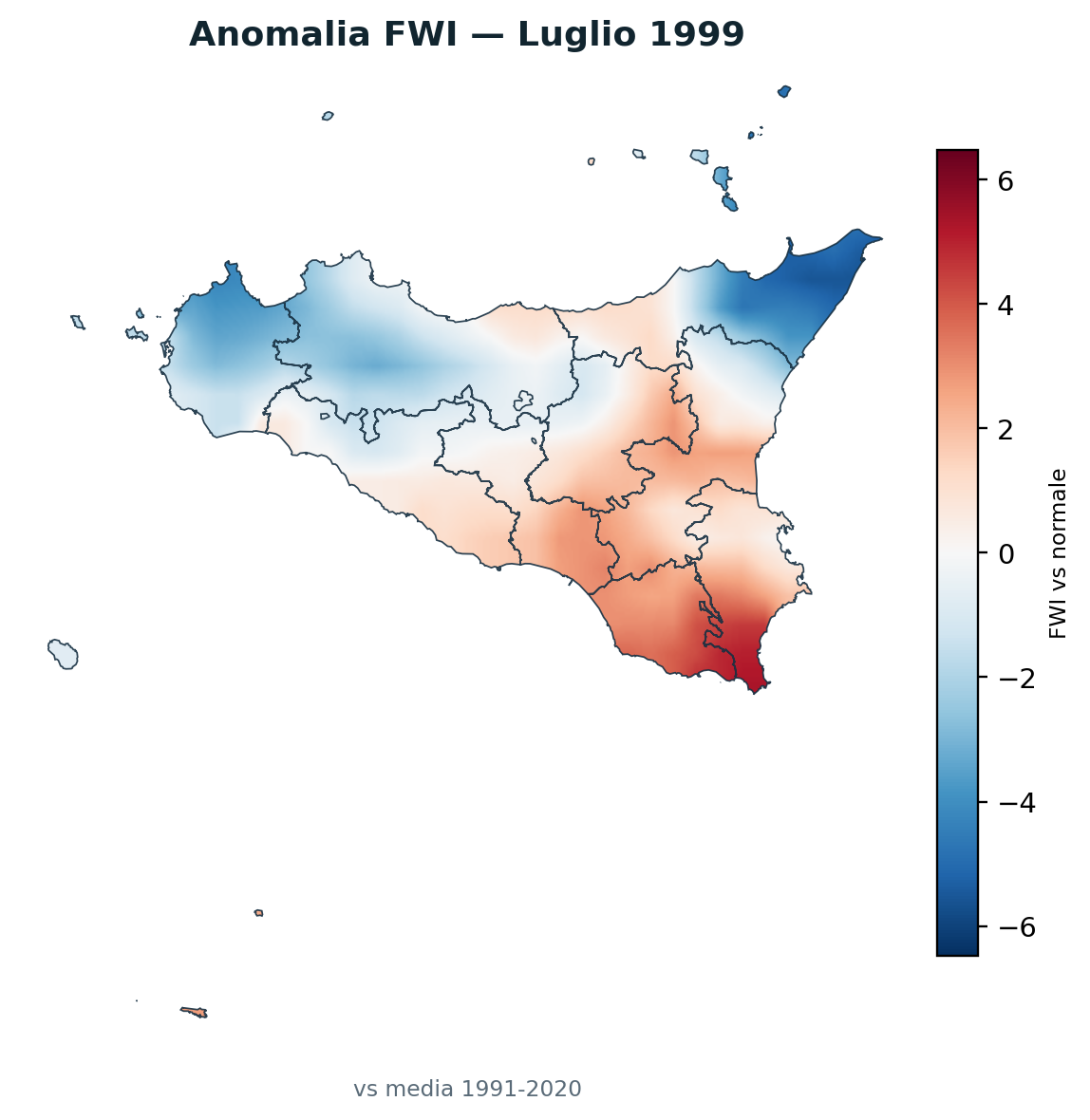 Anomalia vs normale Luglio 1999
