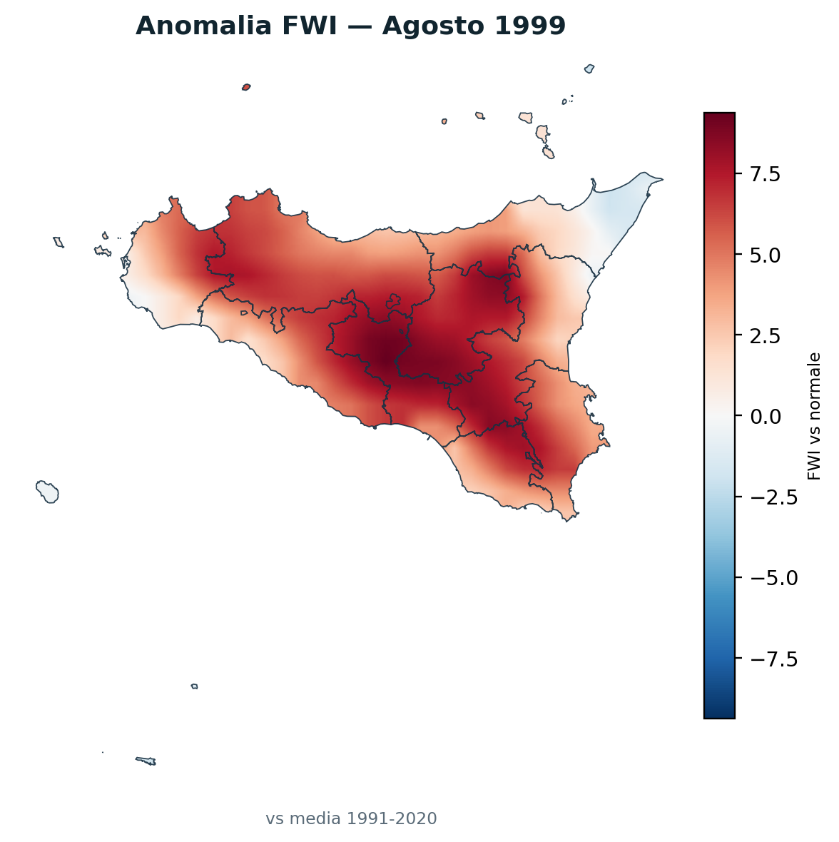 Anomalia vs normale Agosto 1999