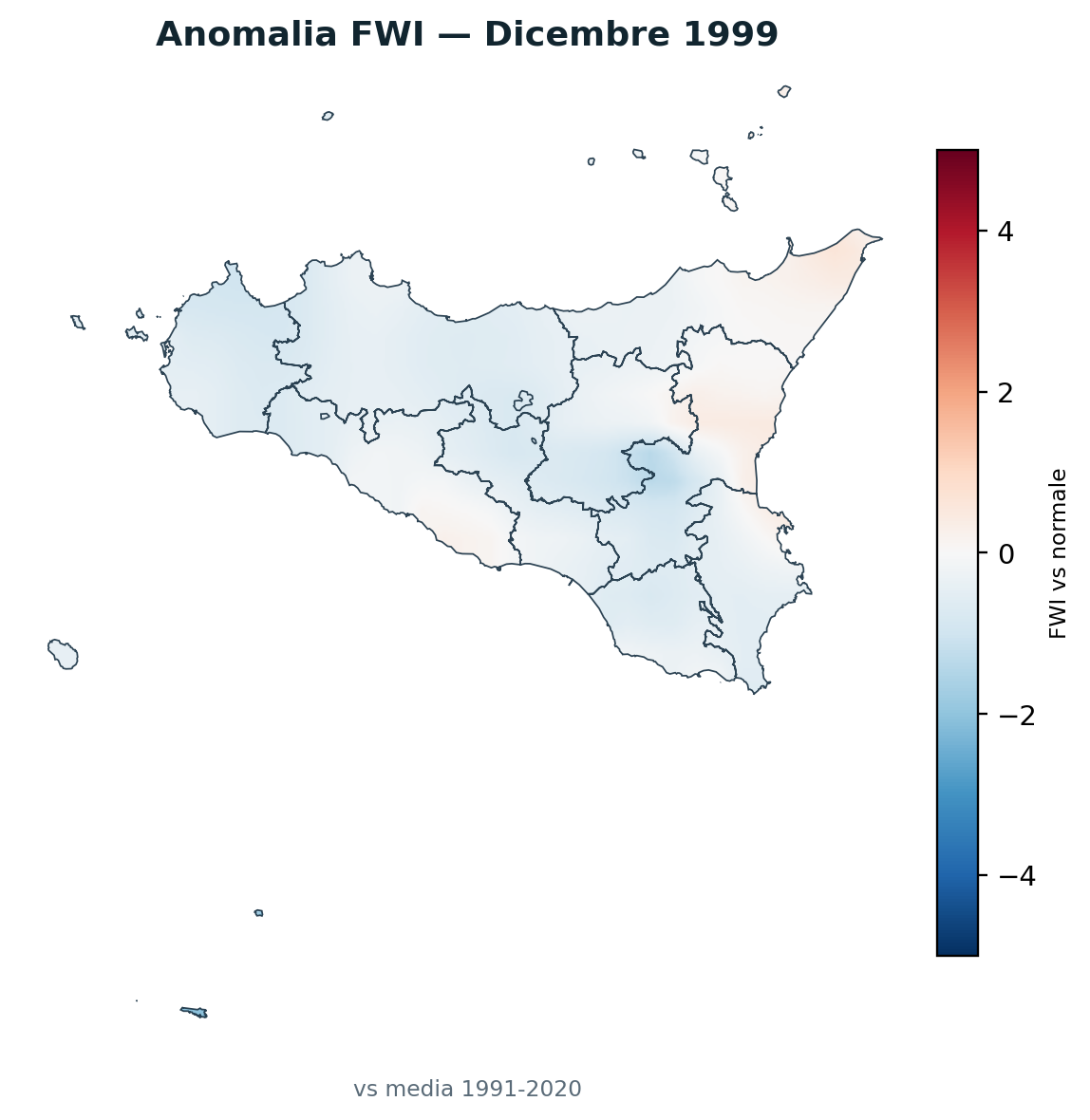 Anomalia vs normale Dicembre 1999