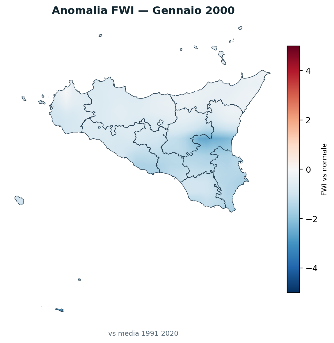 Anomalia vs normale Gennaio 2000