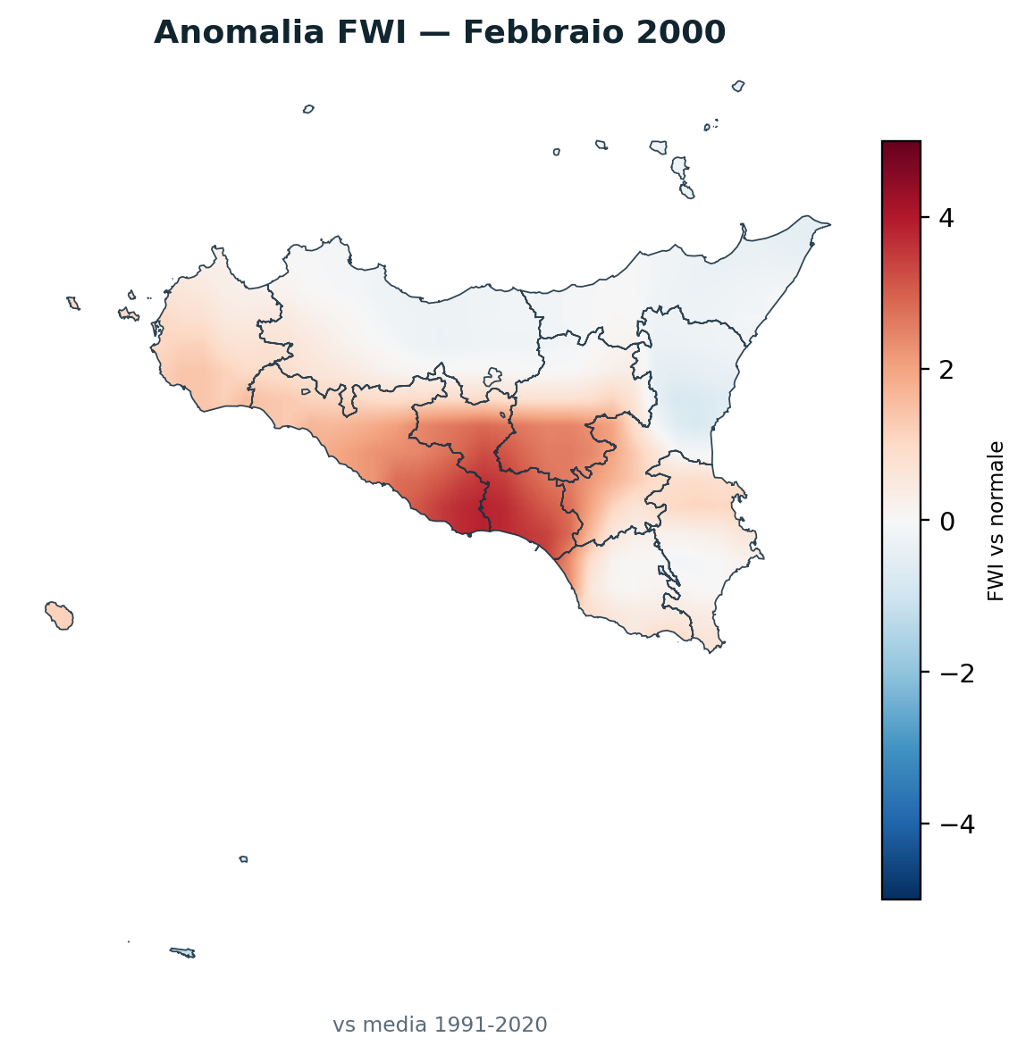 Anomalia vs normale Febbraio 2000