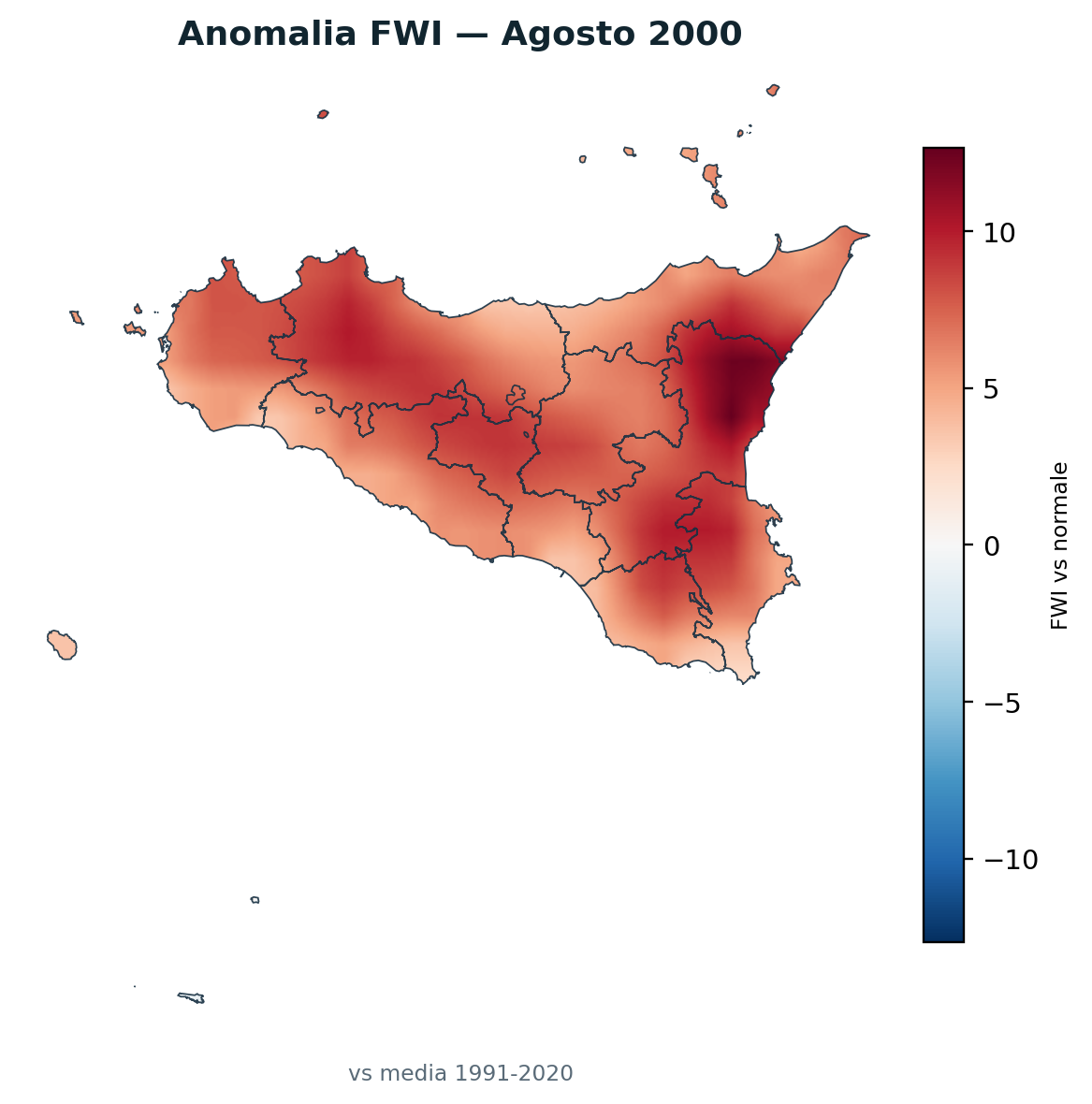 Anomalia vs normale Agosto 2000