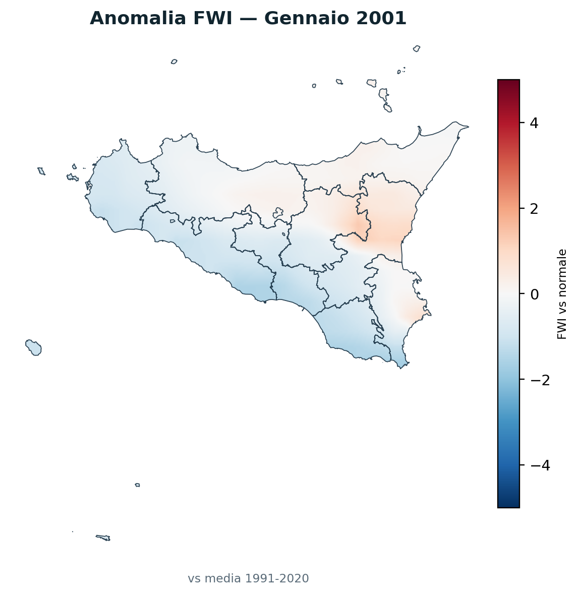 Anomalia vs normale Gennaio 2001