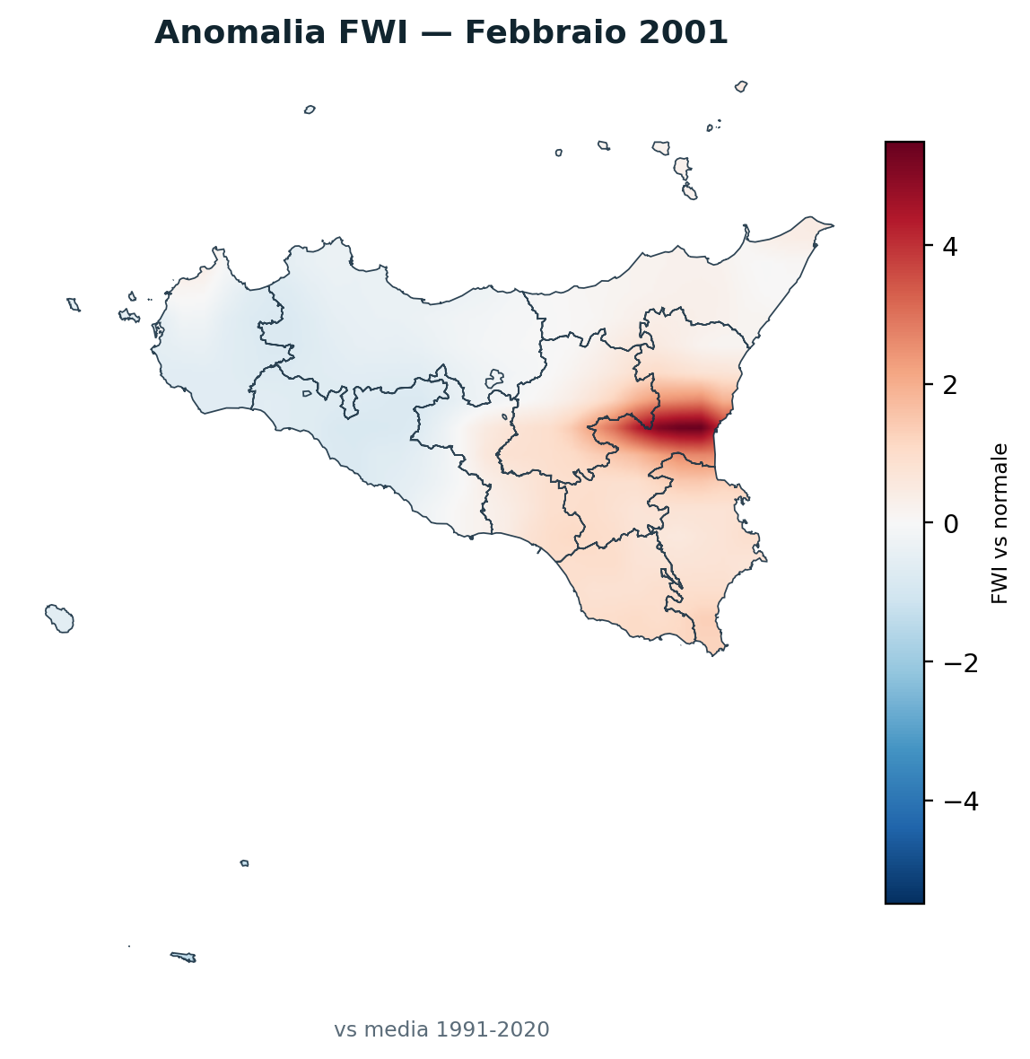 Anomalia vs normale Febbraio 2001