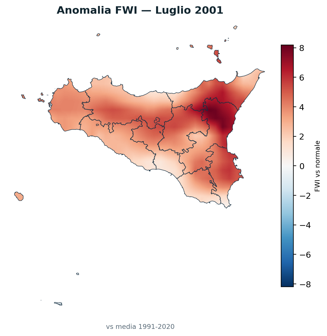 Anomalia vs normale Luglio 2001