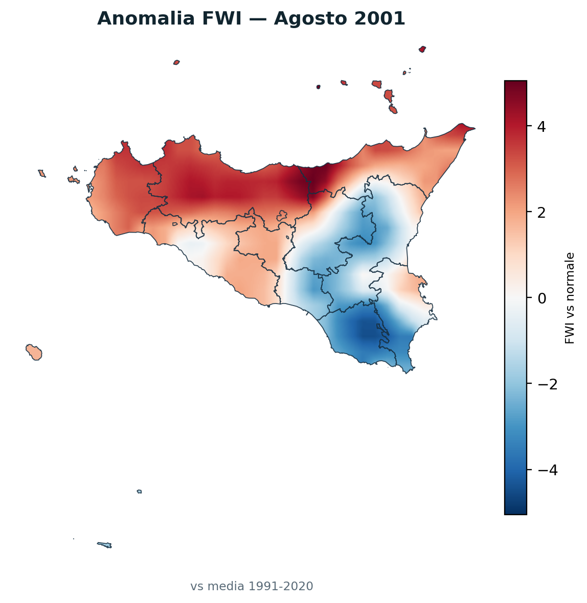 Anomalia vs normale Agosto 2001