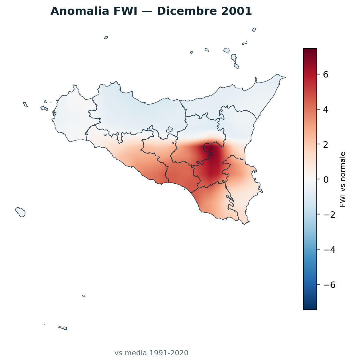 Anomalia vs normale Dicembre 2001