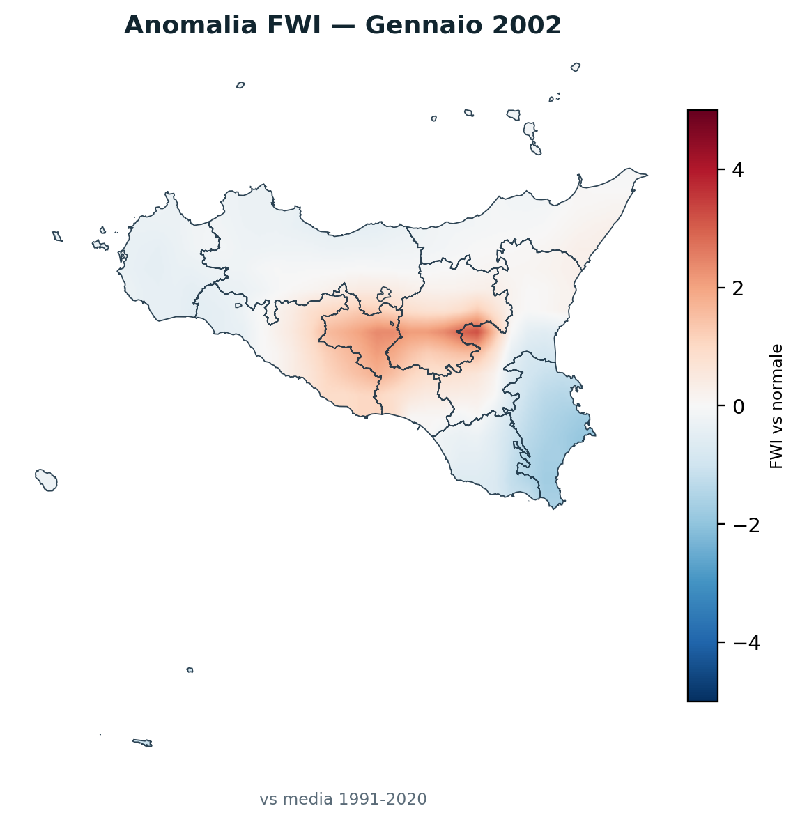 Anomalia vs normale Gennaio 2002