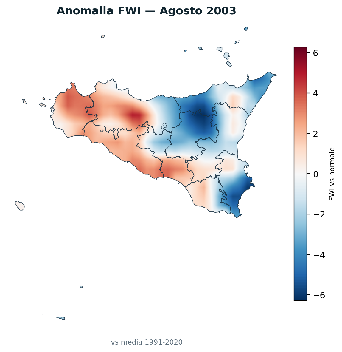 Anomalia vs normale Agosto 2003