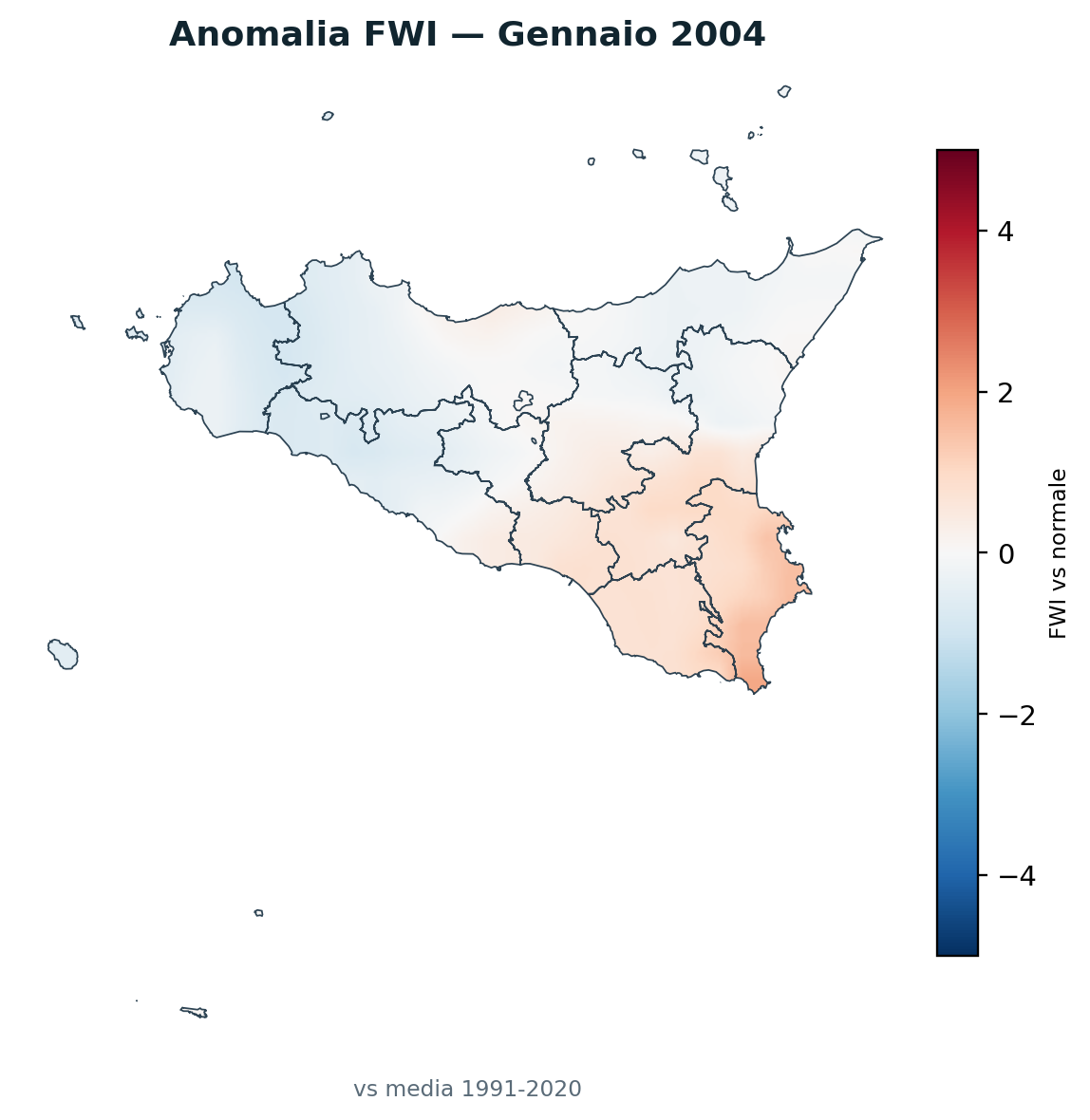 Anomalia vs normale Gennaio 2004