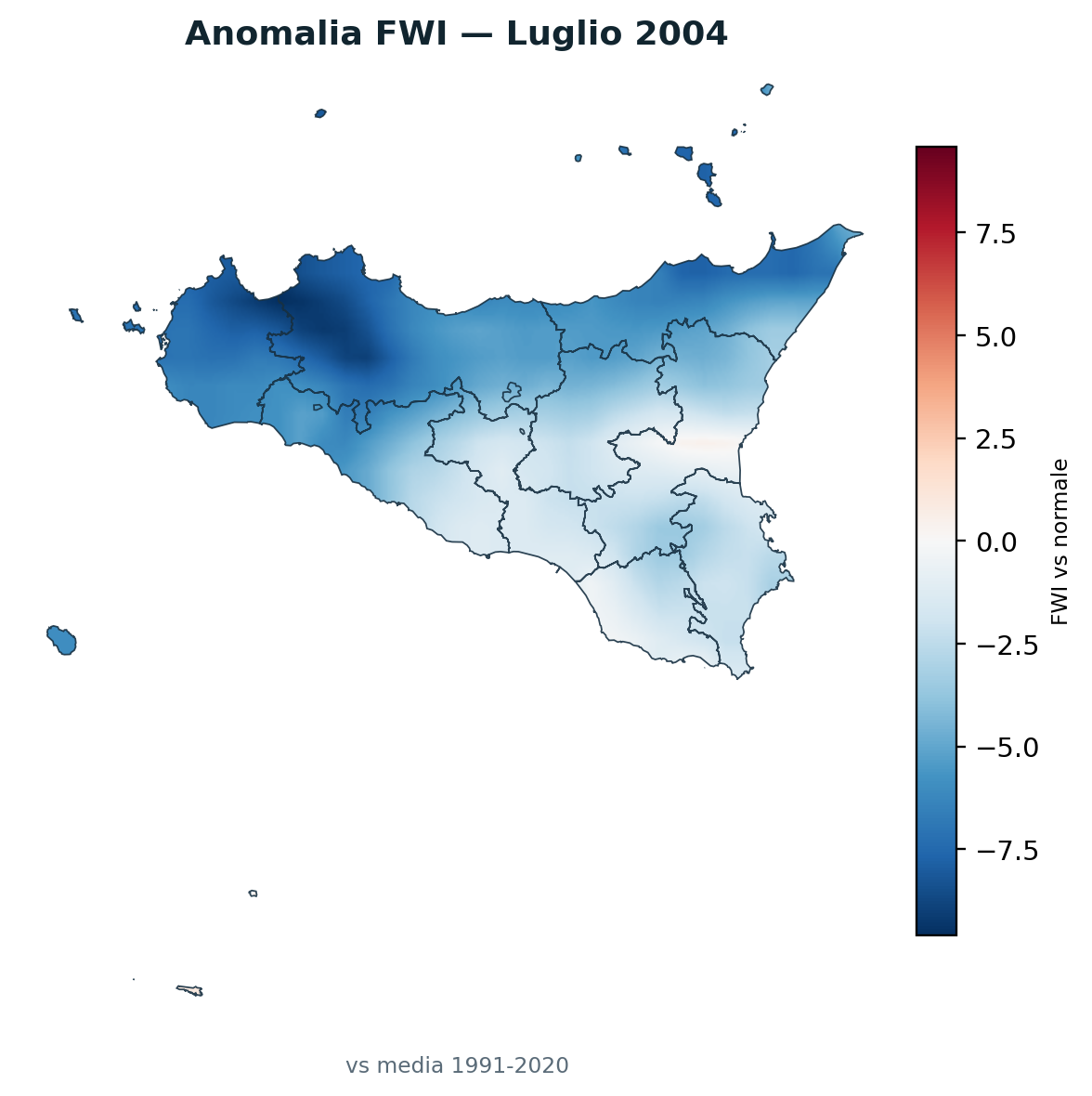 Anomalia vs normale Luglio 2004